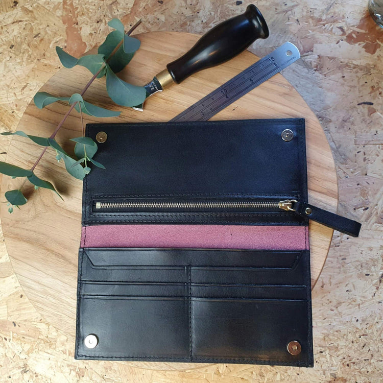 Hands of Tym SLG 'Juniper' Bespoke Handmade Long Leather Purse with zip