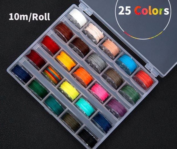 Hands of Tym Tools and Supplies 25 Colours Leather Sewing Thread Kit Round Waxed Thread Set - 0.55mm