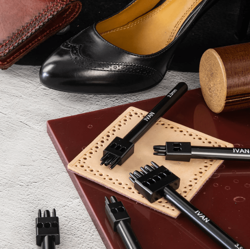 Ivan Tools and Supplies Multi Round Leather Hole Punches - Brogue Pattern