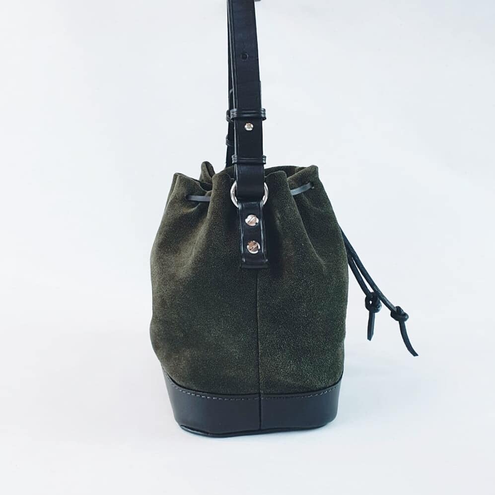 Hands of Tym Bag 'Hazel Mini' Bespoke Handmade Soft Suede and Leather Mini Bucket Bag