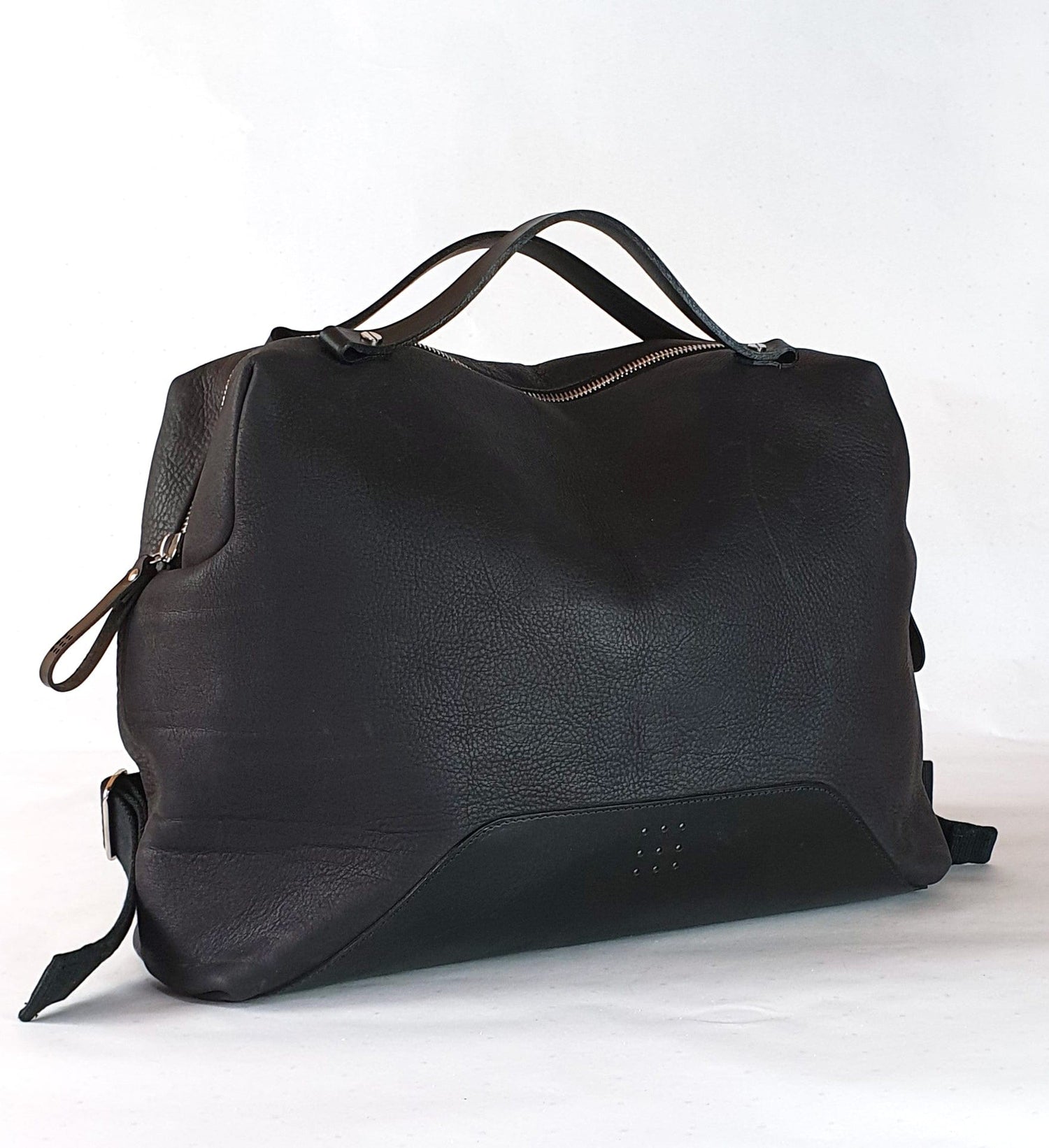 Hands of Tym Luggage & Bags 'Rowan' Bespoke Handmade Luxury Leather Backpack Holdall With Zip Closure and Top Handles
