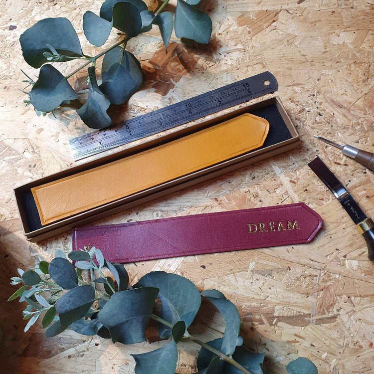 Hands of Tym Mustard Yellow / No box 'Acorn' The Bespoke Handmade Leather Bookmark with personalisation