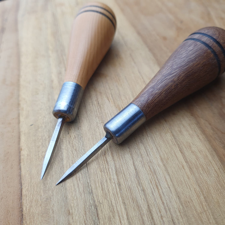 Hands of Tym Punches & Awls British handmade diamond tipped stitching awl for leather craft