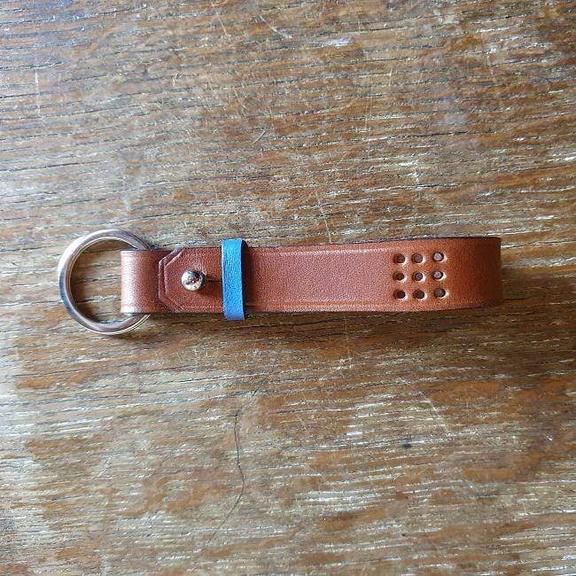 Hands of Tym SLG Tan / Blue / Silver 'Sycamore' The Bespoke Handmade Leather Key Ring