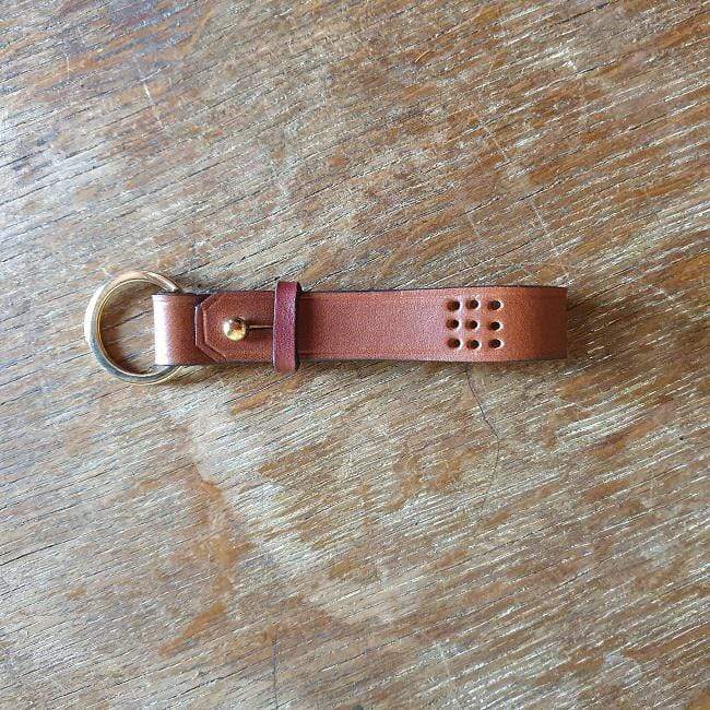 Hands of Tym SLG Tan / Red / Gold 'Sycamore' The Bespoke Handmade Leather Key Ring