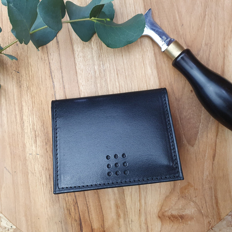 Hands of Tym Wallets & Money Clips Black 'Larch Slim' Bespoke Handmade Leather Slim Card Wallet
