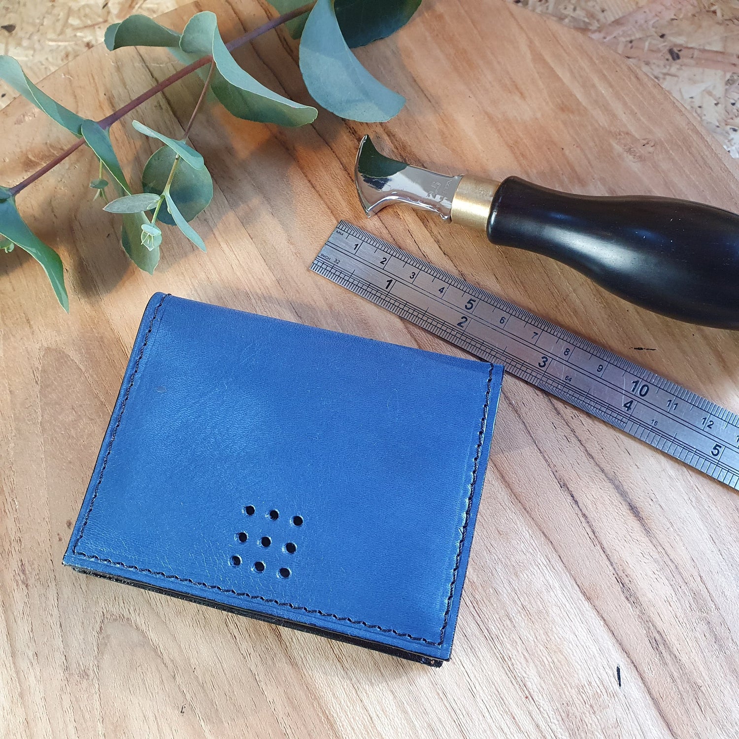 Hands of Tym Wallets & Money Clips Cobalt Blue 'Larch Slim' Bespoke Handmade Leather Slim Card Wallet