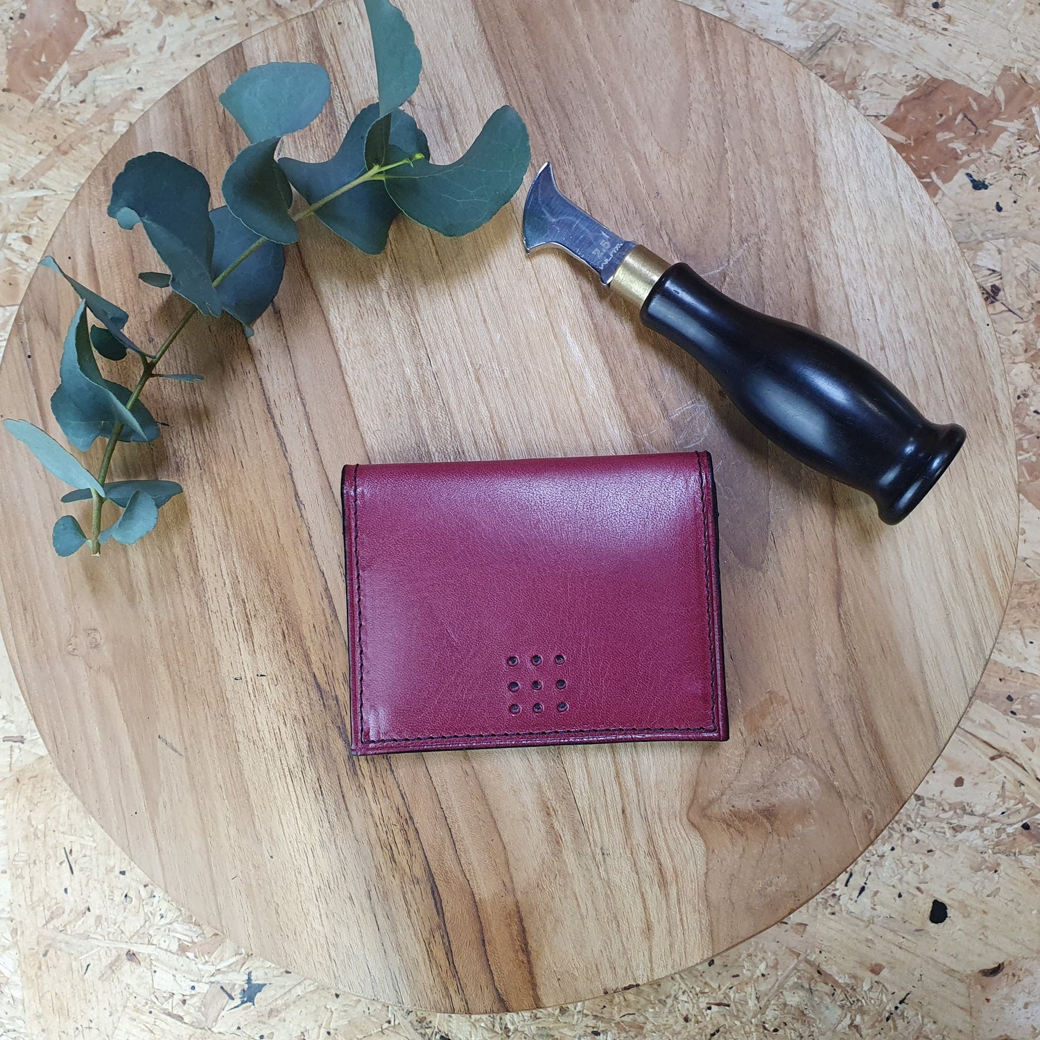 Hands of Tym Wallets & Money Clips Raspberry Pink 'Larch Slim' Bespoke Handmade Leather Slim Card Wallet