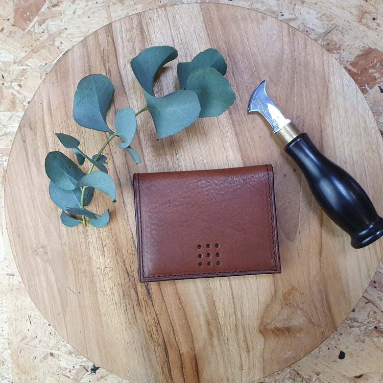 Hands of Tym Wallets & Money Clips Tan 'Larch Slim' Bespoke Handmade Leather Slim Card Wallet